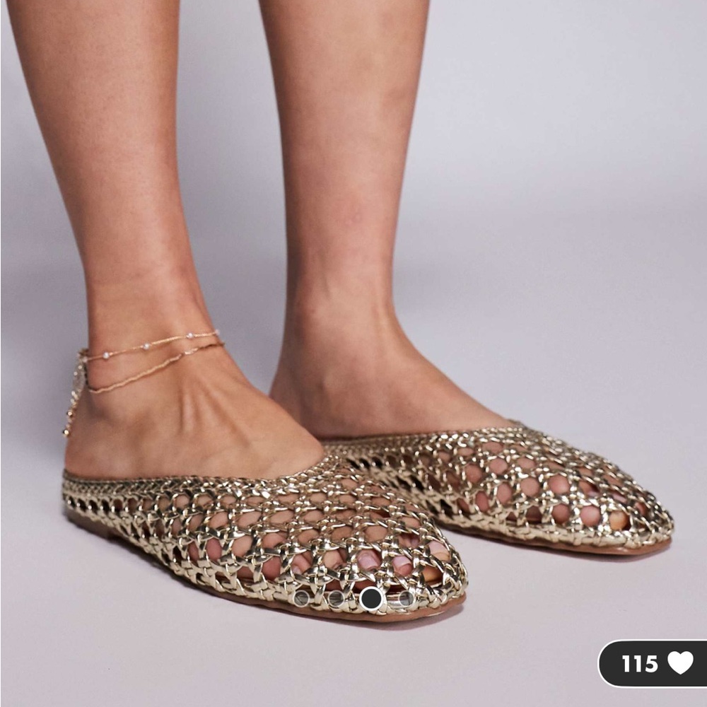 ASOS Simmi London Gold Flat Woven Mules